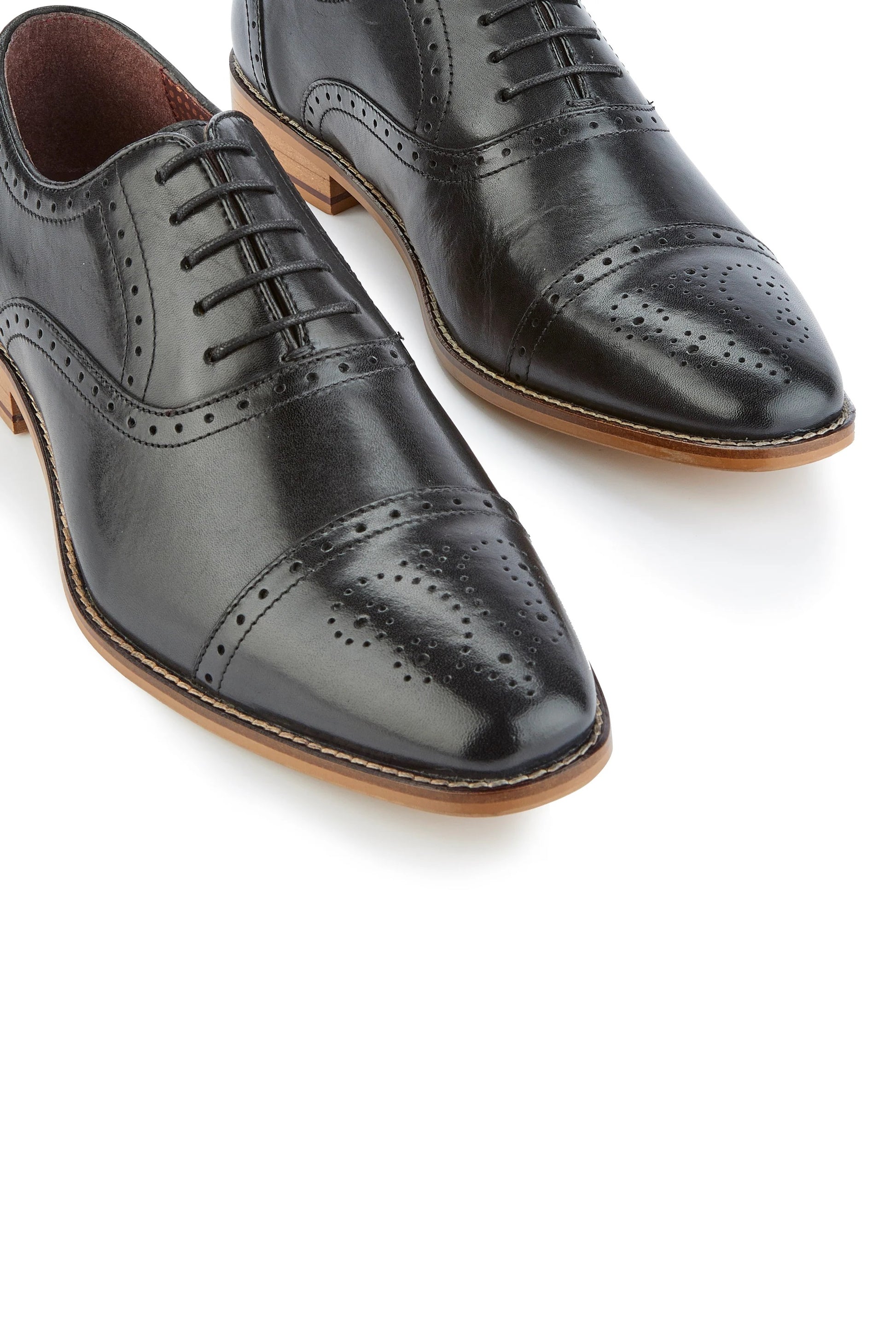 London Brogues Arthur Black Leather Brogue Shoes