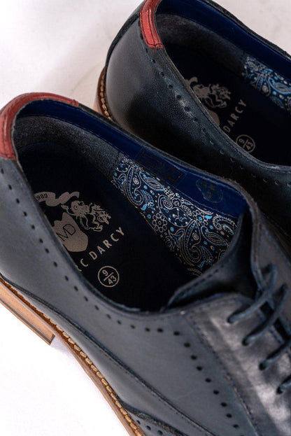 Marc Darcy Carson Navy Leather Oxford Brogue Shoes
