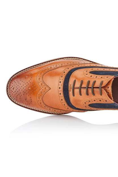 London Brogues Shelby Oxford Tan / Navy Leather Brogue Shoes
