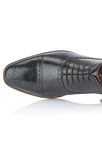 London Brogues Arthur Black Leather Brogue Shoes