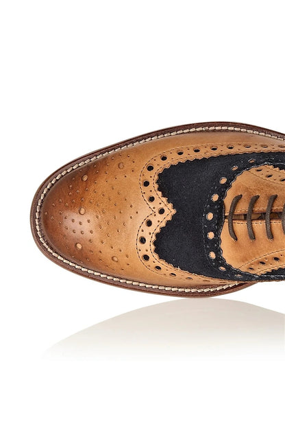 London Brogues Gatsby Tan / Navy Leather Brogue Shoes
