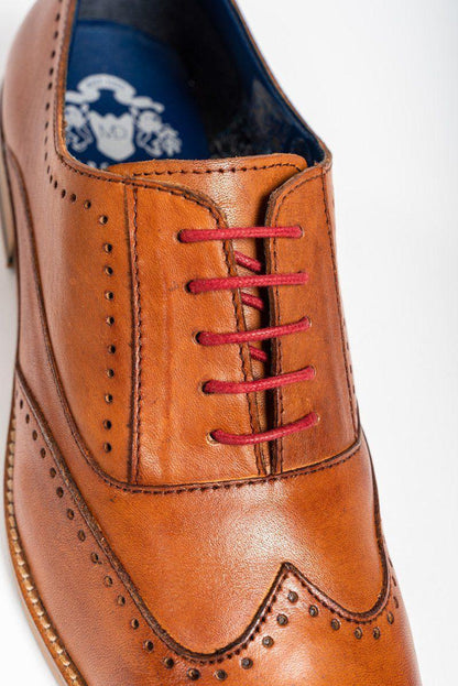 Marc Darcy Carson Tan Leather Oxford Brogue Shoes