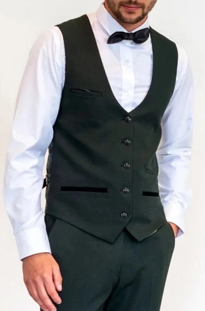 Marc Darcy Bromley Olive Single Breasted Waistcoat