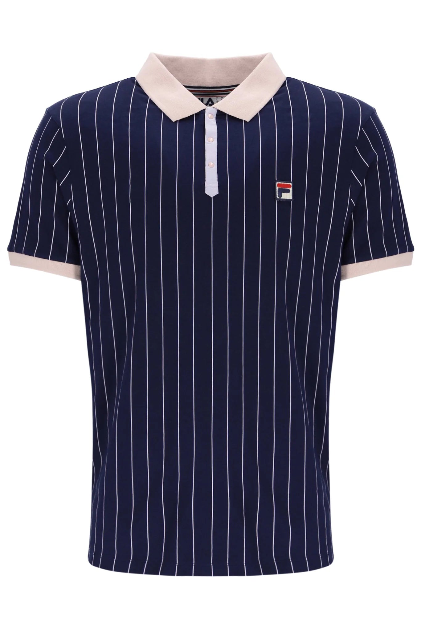 Fila BB1 Classic Vintage Striped Polo in Navy/Peach Whip/Thistle - LM1839AT-412