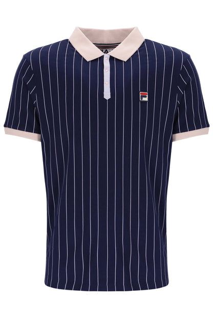Fila BB1 Classic Vintage Striped Polo in Navy/Peach Whip/Thistle - LM1839AT-412