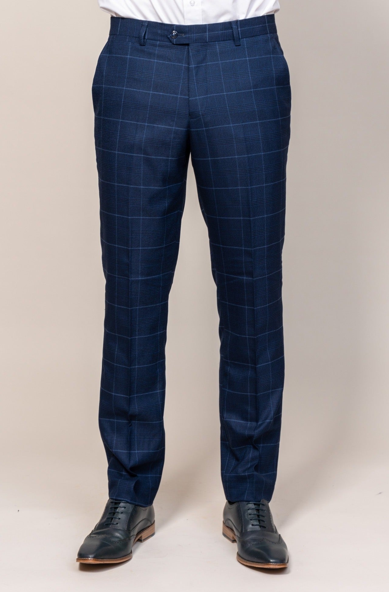 Marc Darcy Edinson Navy Sky Check Trousers