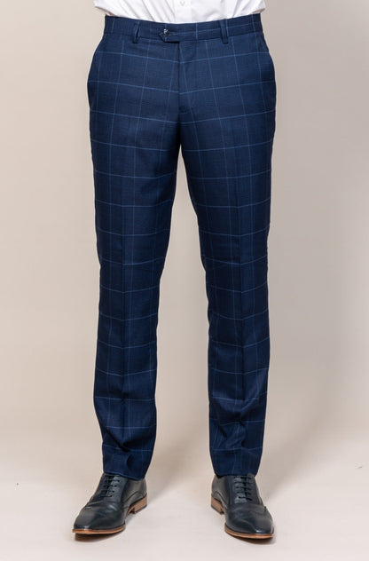 Marc Darcy Edinson Navy Sky Check Trousers