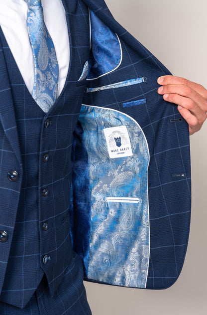 Marc Darcy Edinson Navy Sky Check Blazer