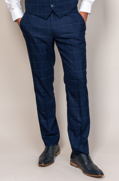 Marc Darcy Edinson Navy Sky Check Trousers