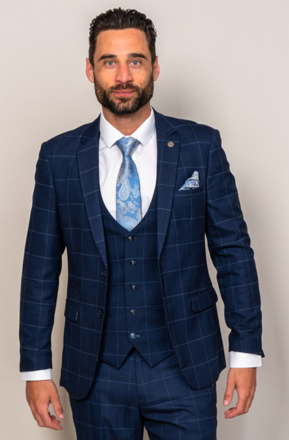 Marc Darcy Edinson Navy Sky Check Blazer