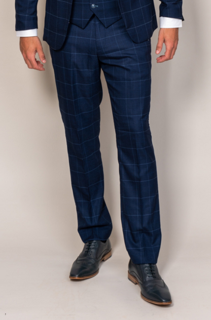 Marc Darcy Edinson Navy Sky Check Trousers