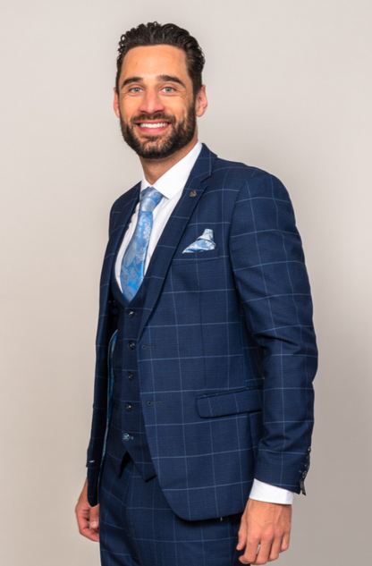 Marc Darcy Edinson Navy Sky Check Blazer