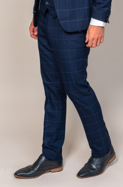Marc Darcy Edinson Navy Sky Check Trousers