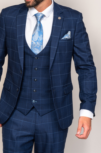 Marc Darcy Edinson Navy Sky Check Blazer