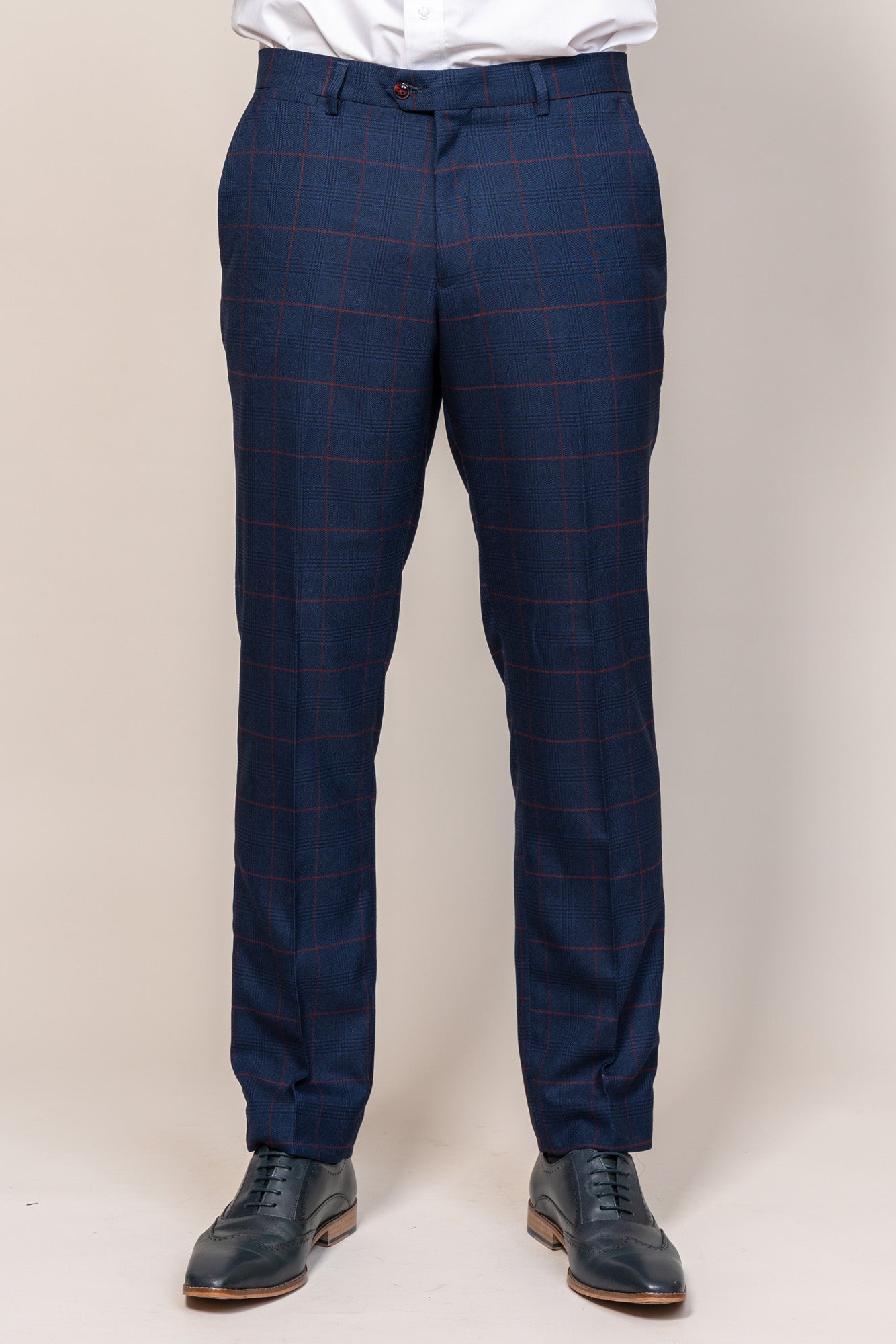 Marc Darcy Edinson Navy Wine Check Trousers