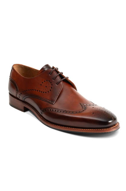 Barker Wing Tip Brogue Derby Shoes George - Brown Hand Patina