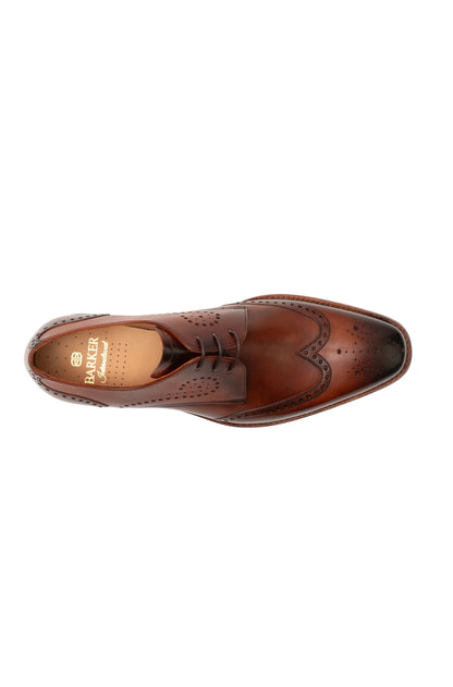 Barker Wing Tip Brogue Derby Shoes George - Brown Hand Patina