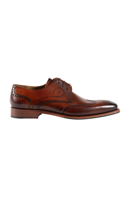 Barker Wing Tip Brogue Derby Shoes George - Brown Hand Patina