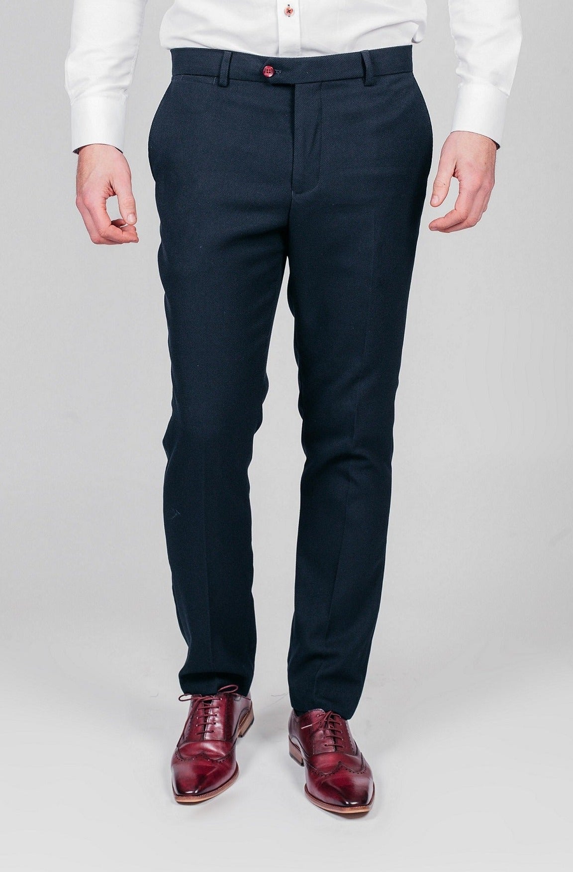 Marc Darcy JD4 Navy Flat Front Slim Fit Trousers