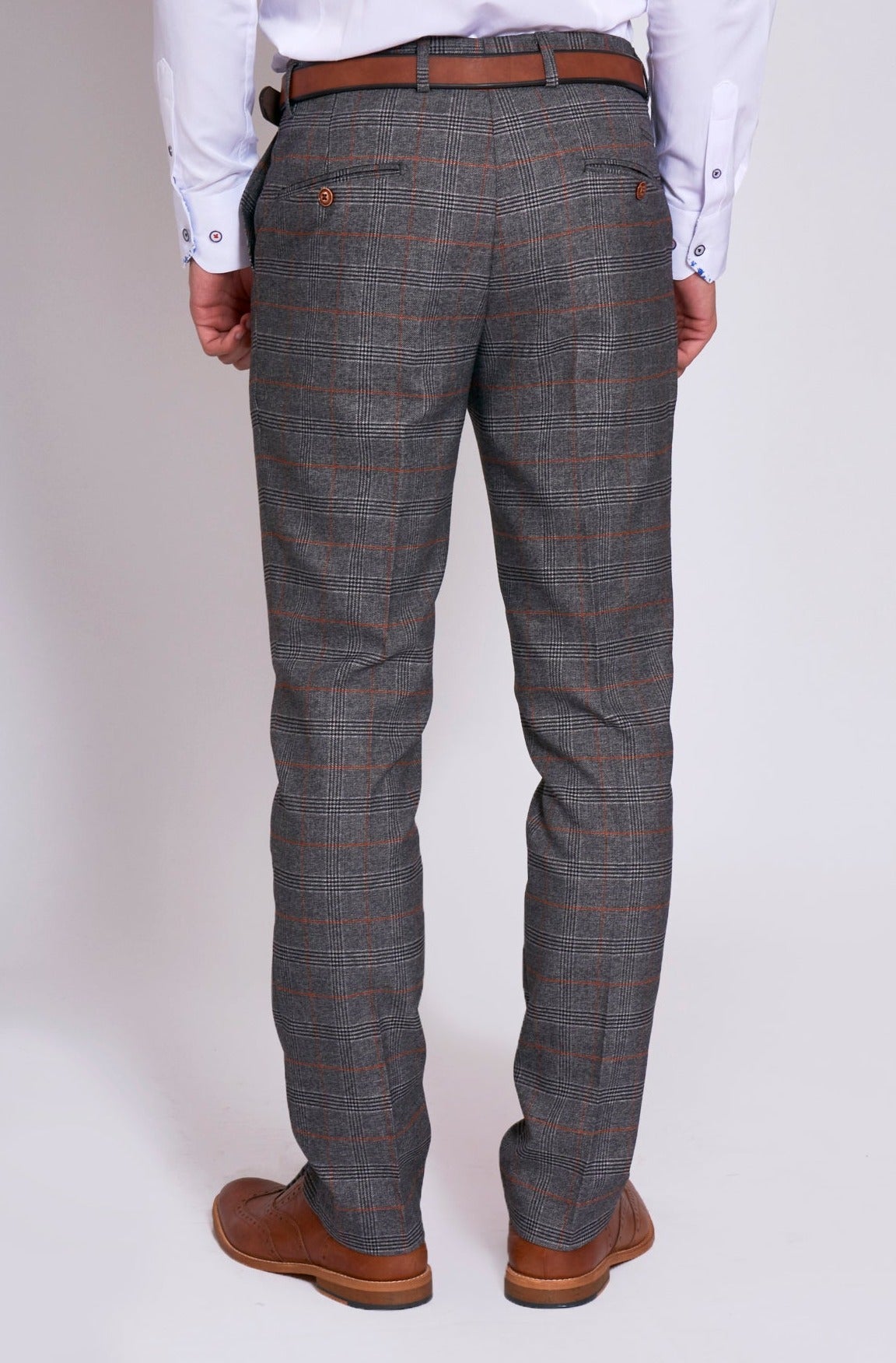 Marc Darcy Jenson Grey Check Slim Fit Trousers