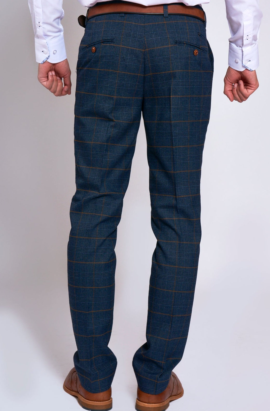 Marc Darcy Jenson Marine Check Slim Fit Trousers