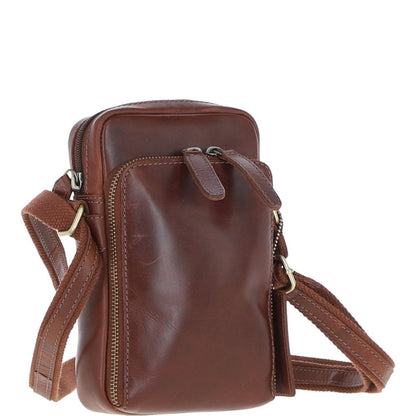 Ashwood Mens Leather Crossbody Smartphone Bag K-41 Chestnut