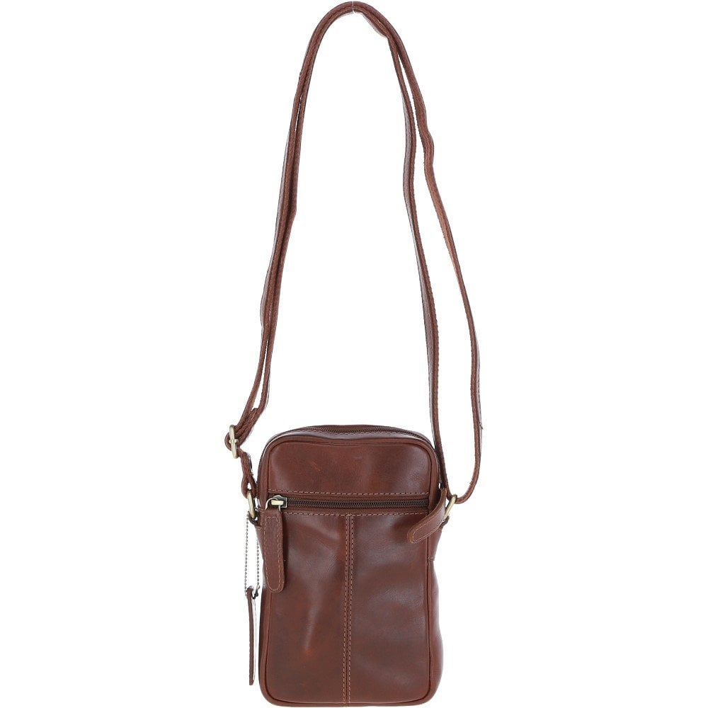 Ashwood Mens Leather Crossbody Smartphone Bag K-41 Chestnut