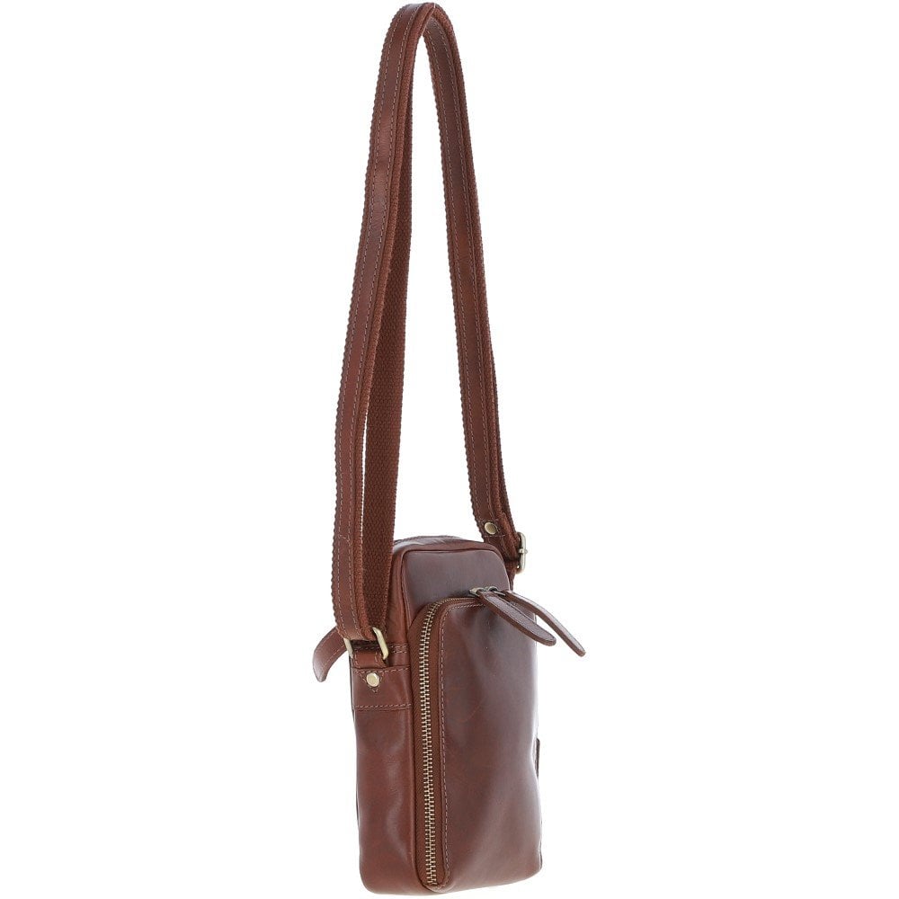 Ashwood Mens Leather Crossbody Smartphone Bag K-41 Chestnut