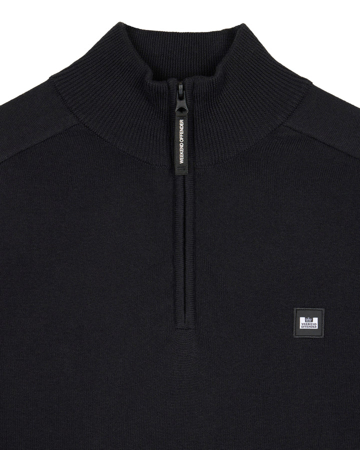 Weekend Offender Pierre Knitted Quarter Zip Sweater Black - KWAW2311