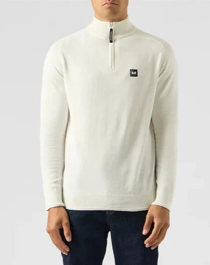 Weekend Offender Pierre Knitted Quarter Zip Sweater Winter White - KWAW2311 #drkruger #dr.kruger #dr kruger