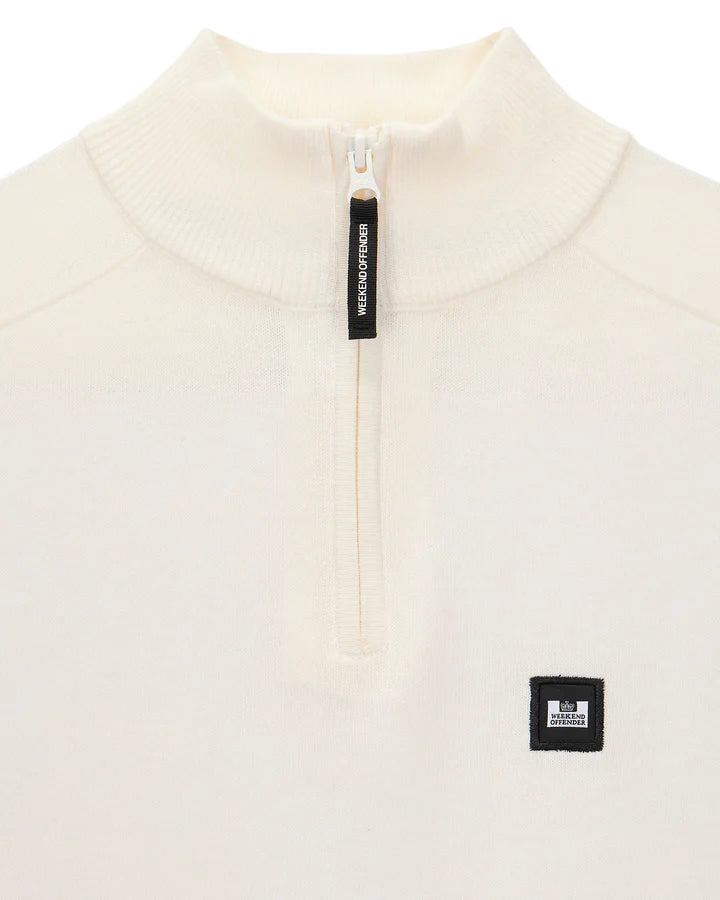 Weekend Offender Pierre Knitted Quarter Zip Sweater Winter White - KWAW2311 #drkruger #dr.kruger #dr kruger