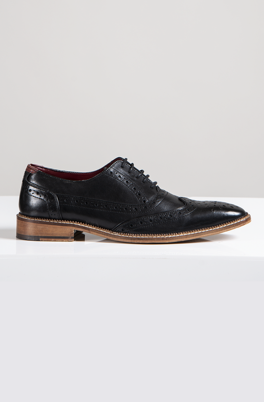 Marc Darcy Larkin Black Leather Brogue Shoes