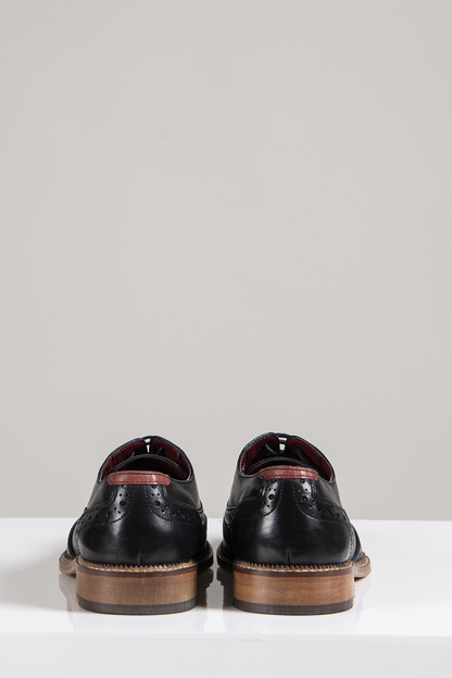 Marc Darcy Larkin Black Leather Brogue Shoes
