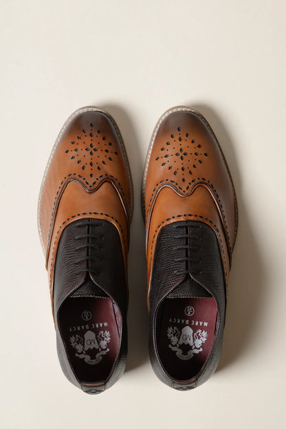 Marc Darcy Ryan Tan / Brown Leather Brogue Shoes