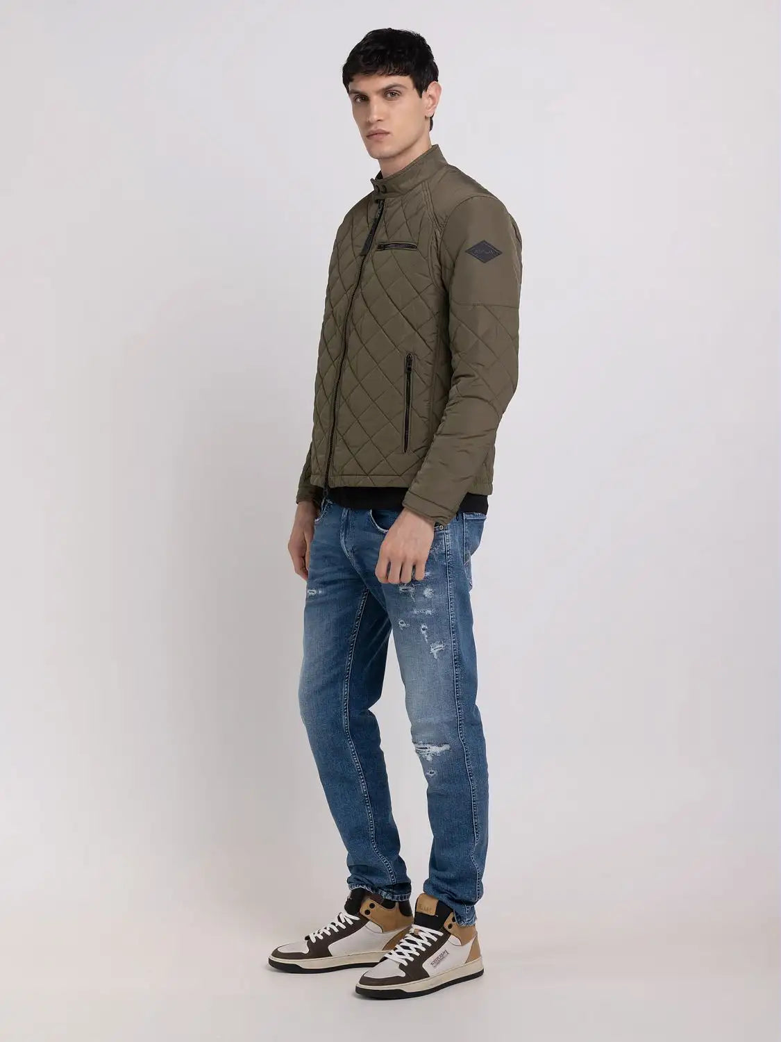 Replay Short Quilted Jacket Dark Olive - M8000.000.84442