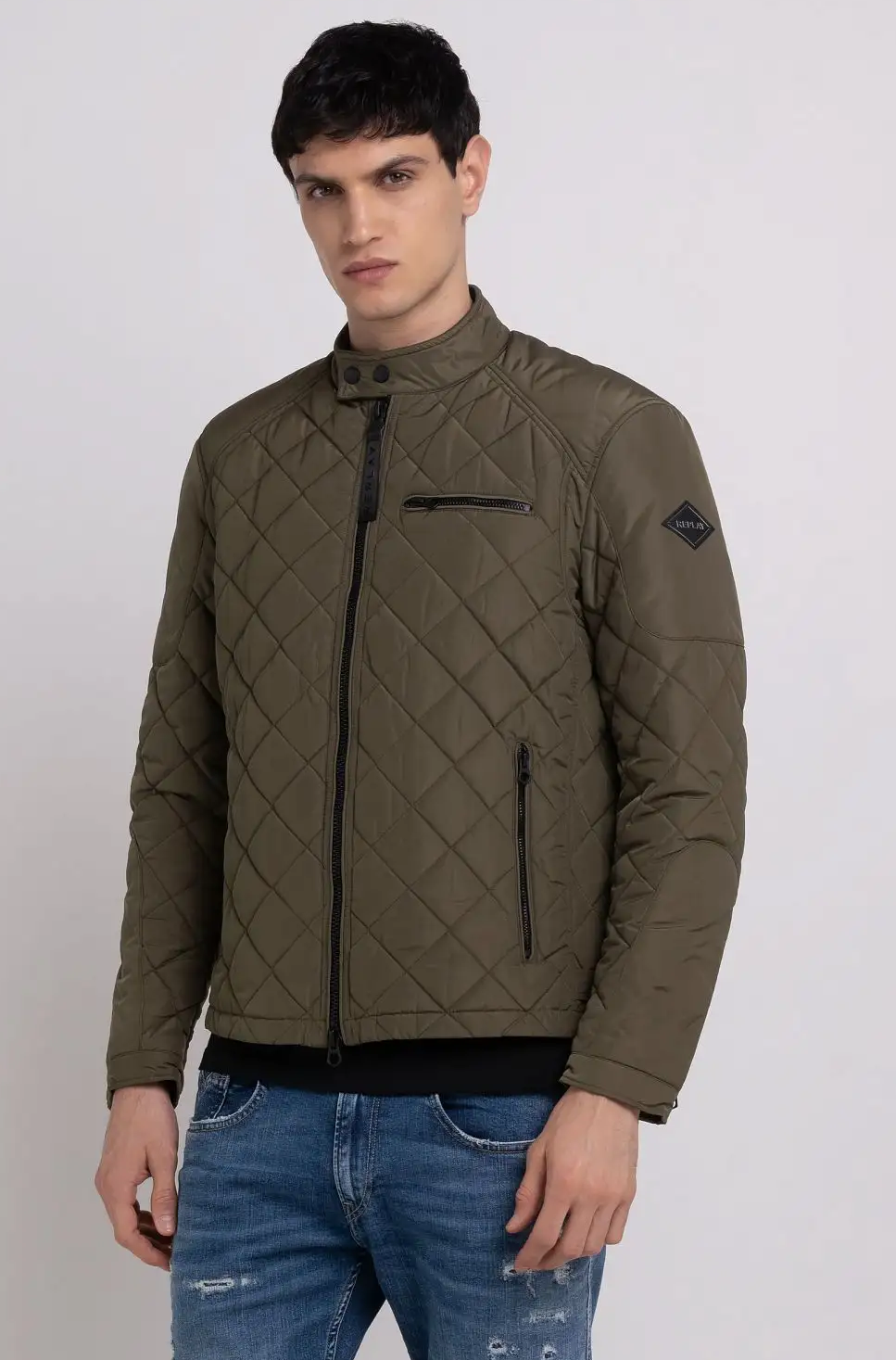 Replay Short Quilted Jacket Dark Olive - M8000.000.84442