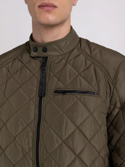Replay Short Quilted Jacket Dark Olive - M8000.000.84442