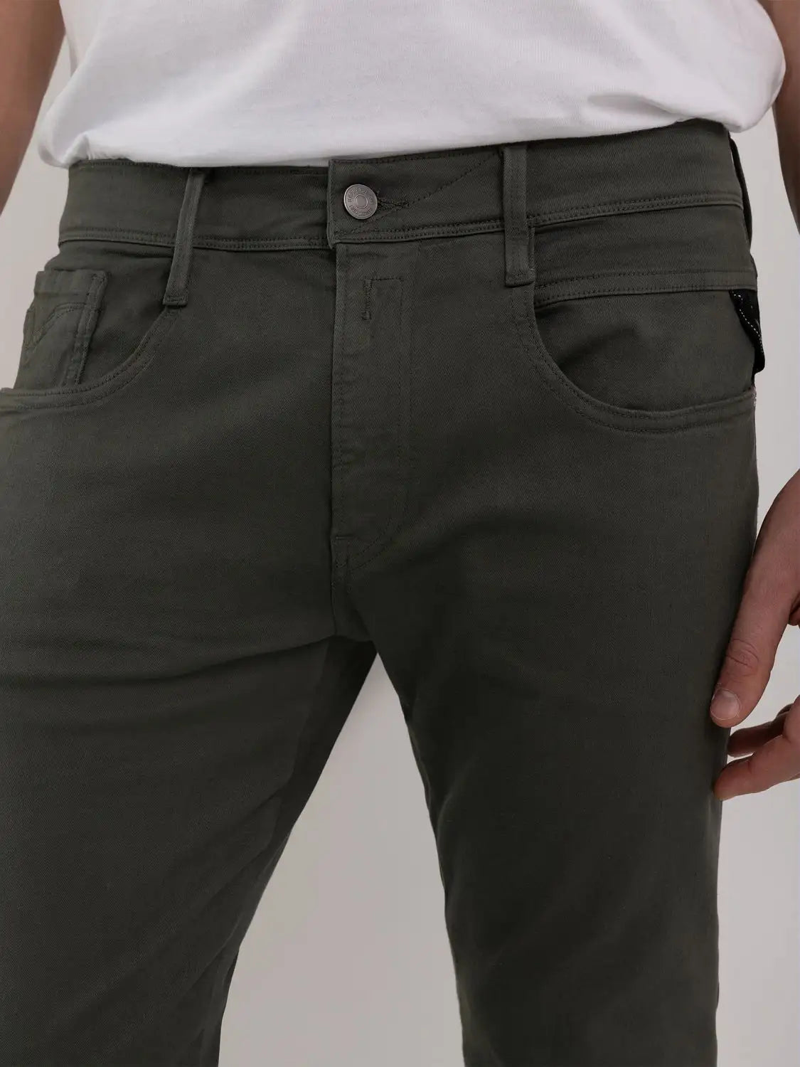 Replay Slim Fit Anbass Hyperflex X-Lite Jeans Military Green - M914Y .000.8366197 .030