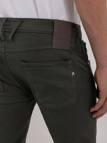 Replay Slim Fit Anbass Hyperflex X-Lite Jeans Military Green - M914Y .000.8366197 .030