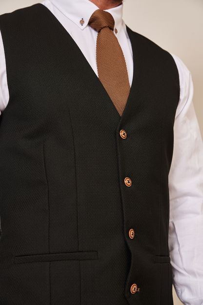 Marc Darcy Max Black Single Breasted Waistcoat