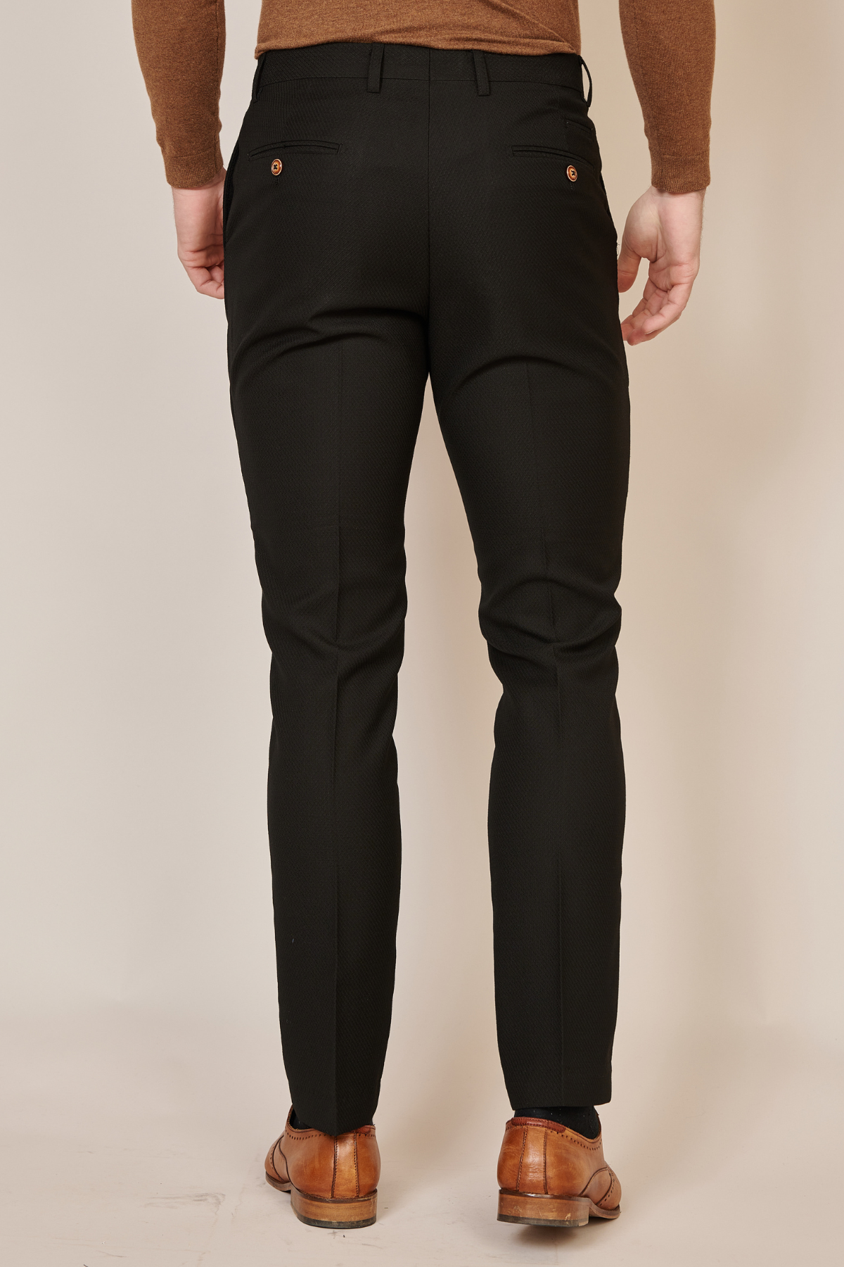 Marc Darcy Max Black Slim Fit Flat Front Trousers