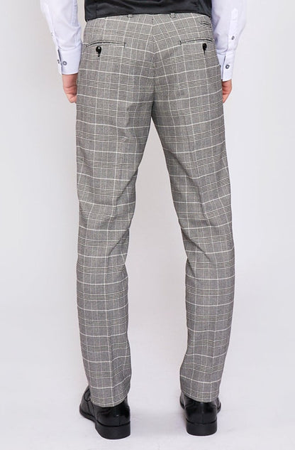 Marc Darcy Ross Grey Check Slim Fit Trousers