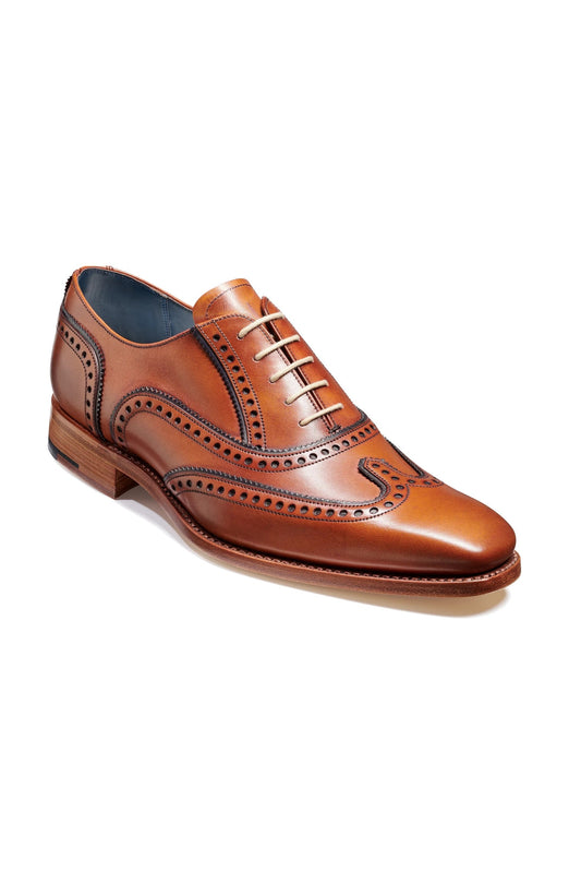 Barker Oxford Brogue Shoes Spencer - Antique Rosewood Navy Calf