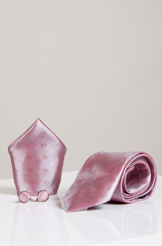 Marc Darcy TS Circle Tie and Pocket Square Set in Pink