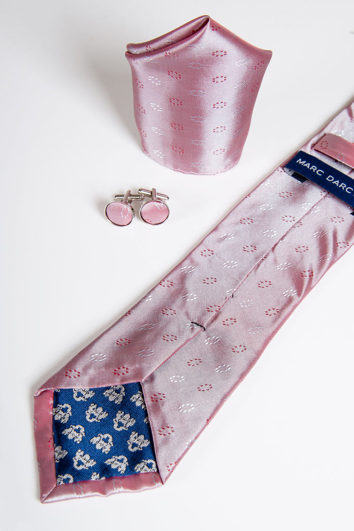 Marc Darcy TS Circle Tie and Pocket Square Set in Pink