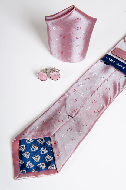 Marc Darcy TS Circle Tie and Pocket Square Set in Pink