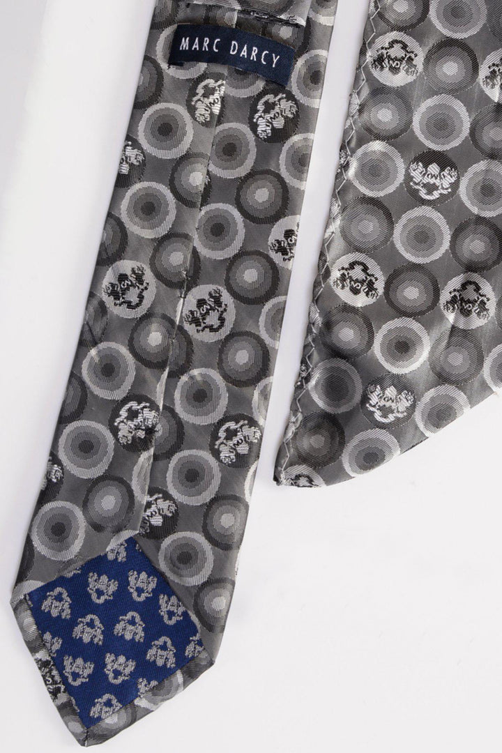 Marc Darcy Bubbles Circle Print Tie and Pocket Square Set Grey