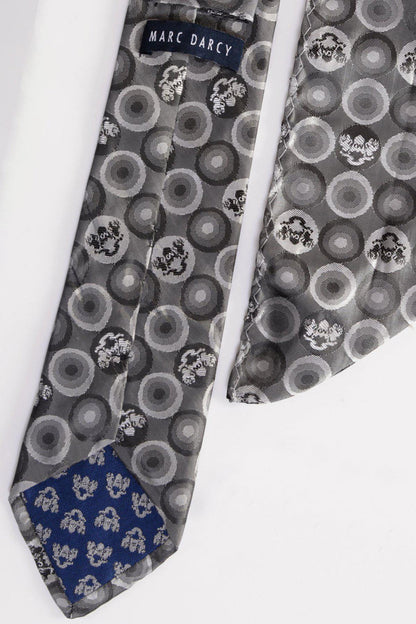 Marc Darcy Bubbles Circle Print Tie and Pocket Square Set Grey