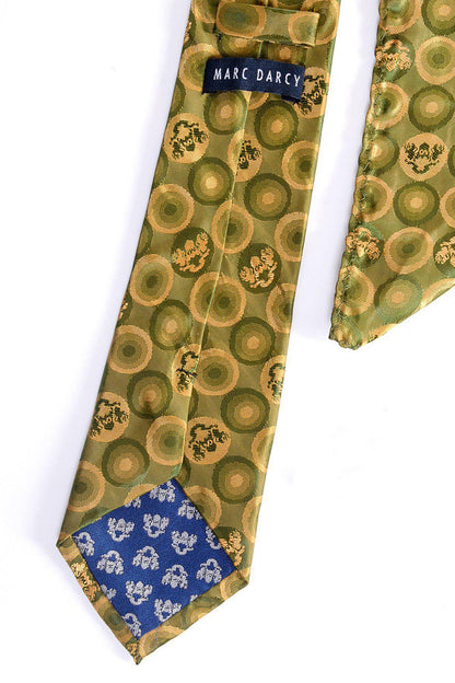 Marc Darcy Bubbles Circle Print Tie and Pocket Square Set in Tan