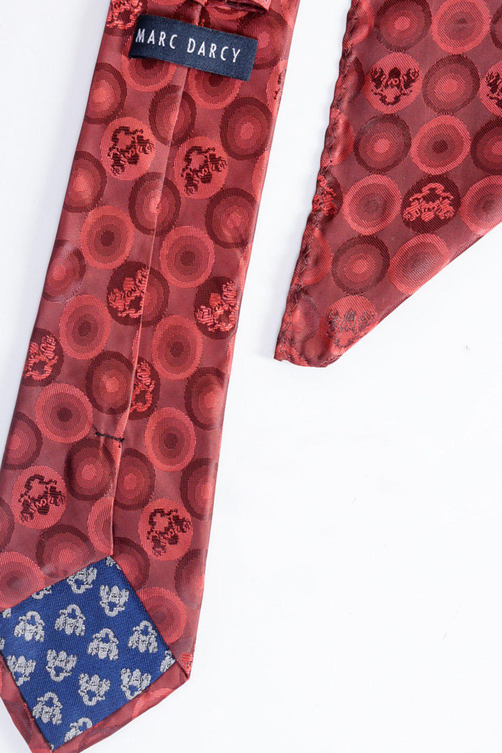 Marc Darcy Bubbles Circle Print Tie and Pocket Square Set Wine